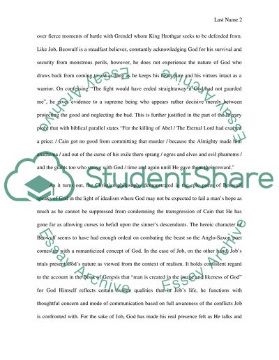 Comparative Analysis of the Nature of God in the Book of Job and the Nature of God in Beowulf