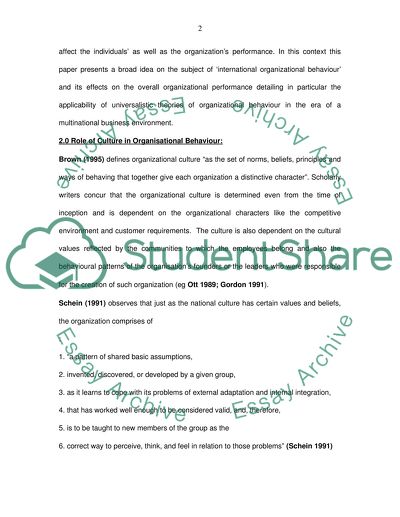 International Organisational Behaviour
