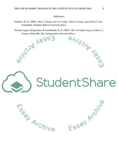 The life of Harry Truman in the context of civil Right Era