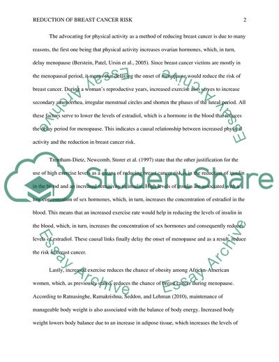 Reduction of Breast Cancer Risk among Women of African-American Origin