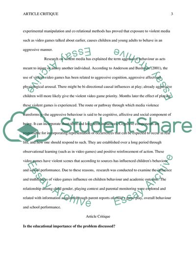 Video Games and Their Effects