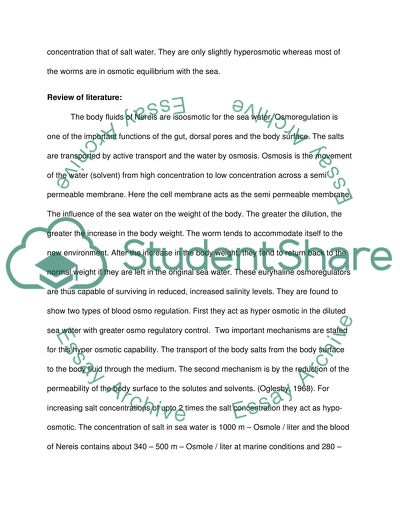 OSMOREGULATION IN CLAMWORMS