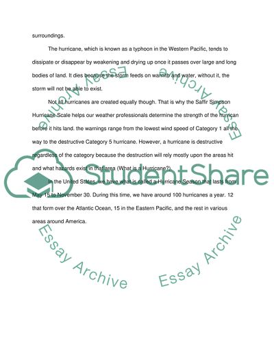 Introduce what the Hurricane is to element school students