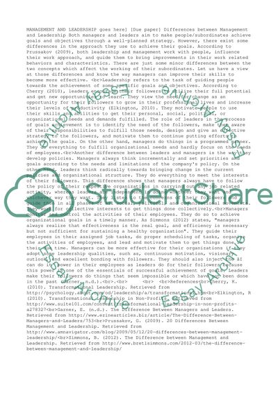 Management essay sample image