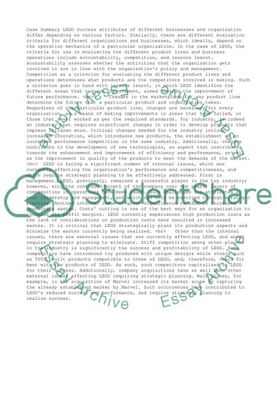 Case Summary LEGO ( Based on the case reading to answer the four questions)