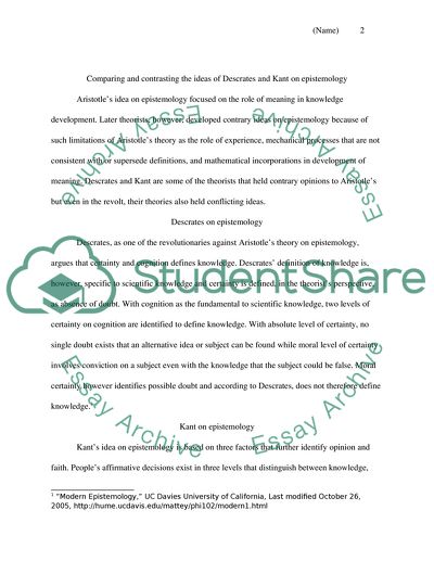 Compare and contrast the idea of Descartes and Kant on epistemology