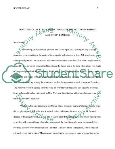 How the Social Strain Theory Explains the Motive of the Boston Marathon Bombing