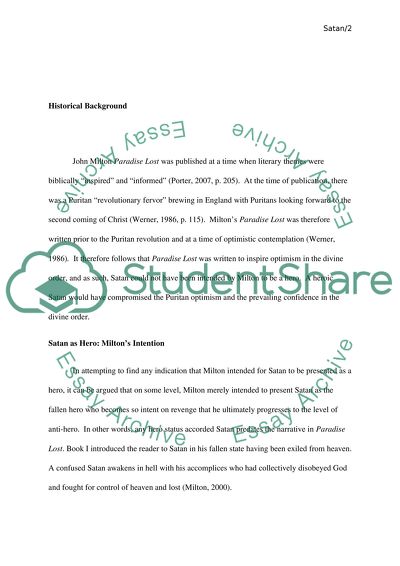 The Character of Satan in Miltons Paradise Lost