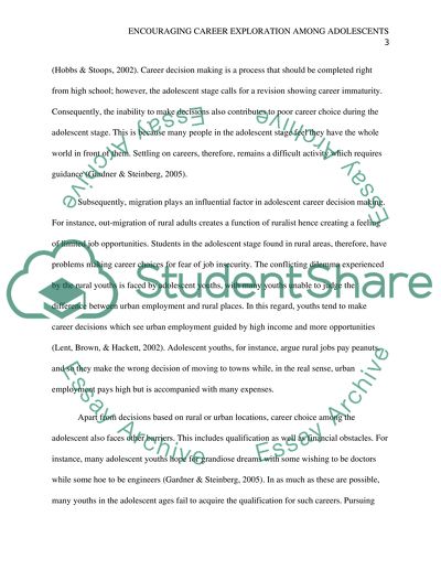 Encouraging Career Exploration among Adolescents