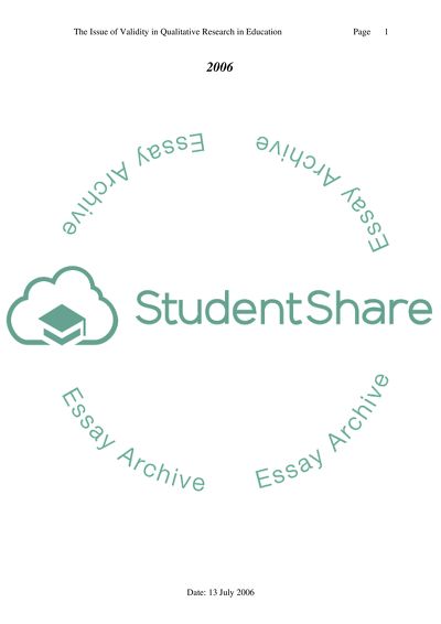 Validity in Qualitative Research in Education