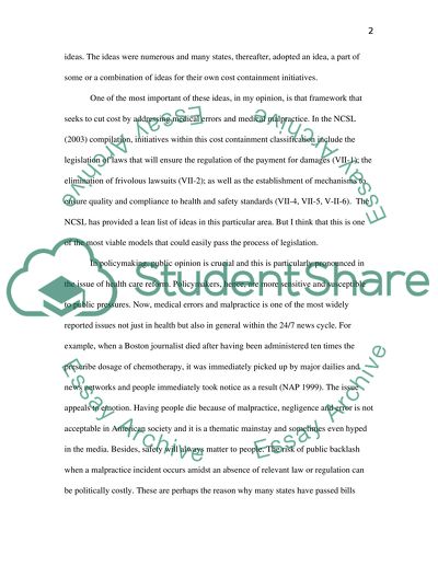 Legislation on Cost Containment