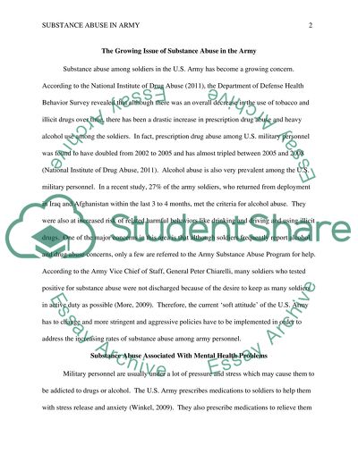 Substance Abuse among U.S. Army Soldiers