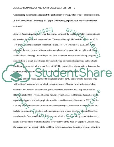 Altered Hematology & Cardiovascular System