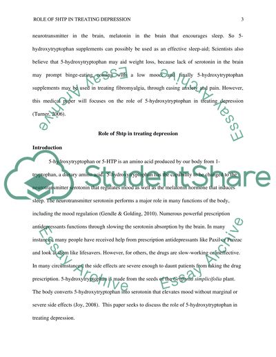 The Role of 5-HTP in Treatment of Depression