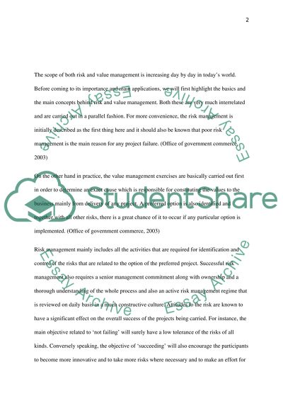 Value and Risk Management in Construction