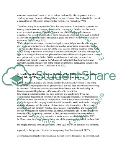 Chinese and Comparative Company Law