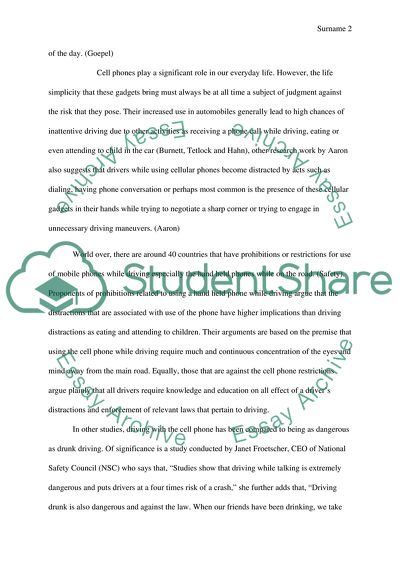 Using Cell Phones while Driving