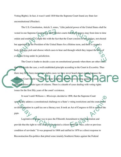 Voting Rights and the United States Supreme Court