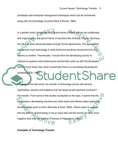 Technology Transfer as an Essential Feature of Economic Development