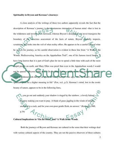 Journeys of Jack Kerouac and Bill Bryson - Cultural, Personal and Psychological