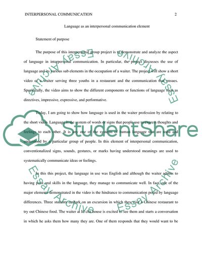 Language as an Element of Interpersonal Communication