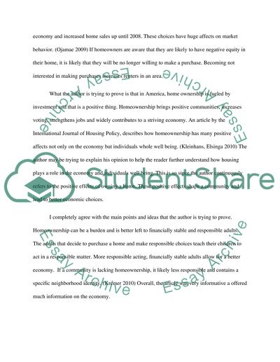 ARTICLE.. Home Ownership: Shelter or Burden