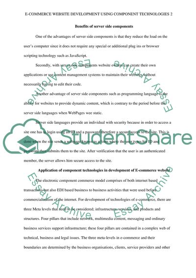 E-Commerce Website Development Using Component Technologies