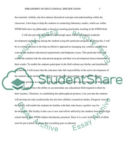 Philosophy of Educational Specification