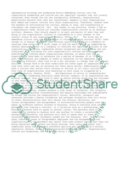 Implementing Strategy and Leadership Ethics