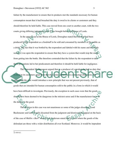 Donoghue v Stevenson Case Analysis