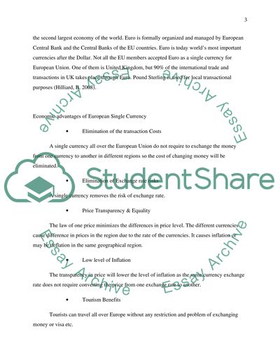 Economic Advantages of European Single Currency
