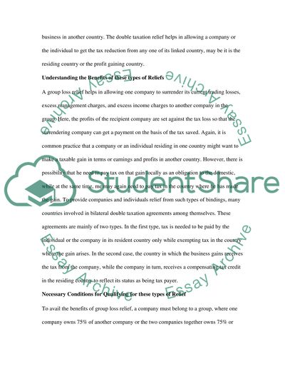 Business Taxation - Group Loss Relief and Double Taxation Relief