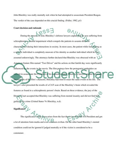 Case Brief U.S v. Hinkley