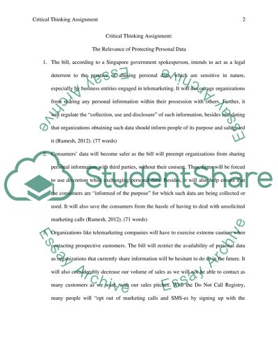 Critical Thinking Assignment