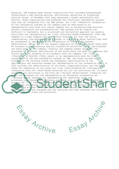 IBM - Enterprise Integration Project Plan