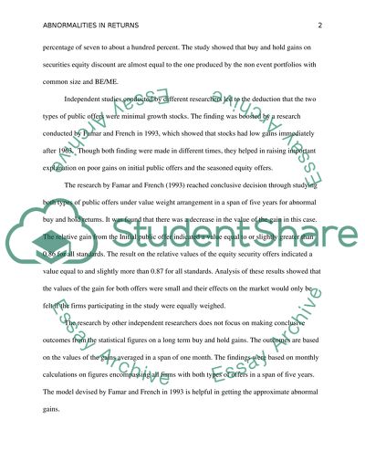 Abnormalities in returns and gains in financial markets
