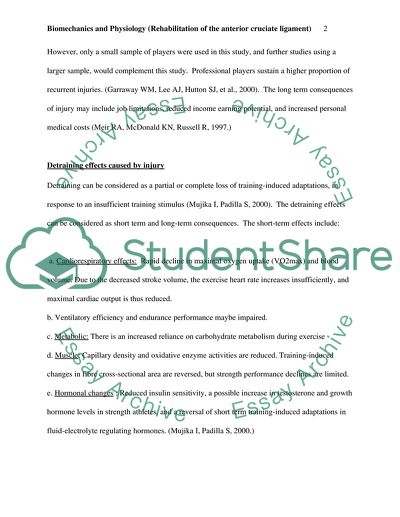 Biomechanics and Physiology ( Rehabilitation of the anterior crugiate