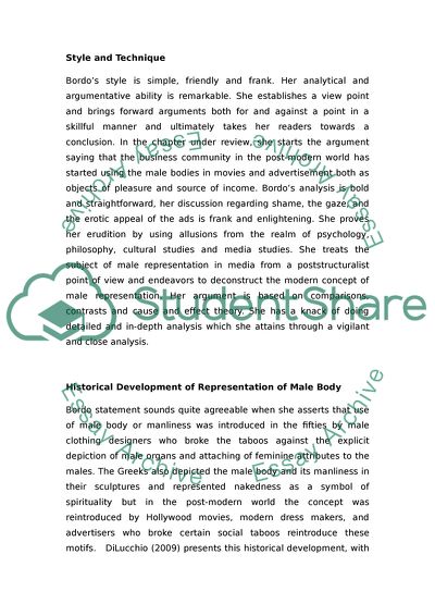 Susan Bordos The Male Body: A New Look at Men in Public and Private