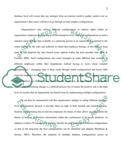 Database Configurations