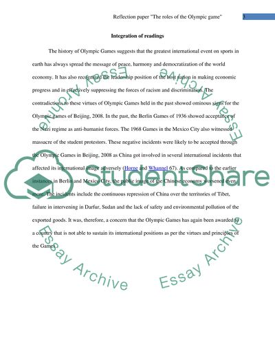 Reflection paper The roles of the olympic game