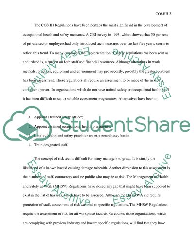 Control of Substances Hazardous to Health