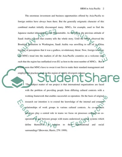 Human Resources Management in the Asia Pacific