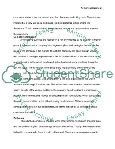 Strategic Management - South West Airlines