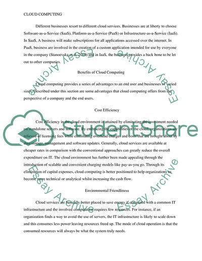 The Use of Cloud Computing