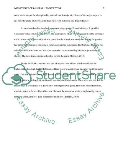 Importance of Baseball to New York