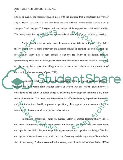 Effects of Abstract and Concrete Total Recall on Undergraduate Students