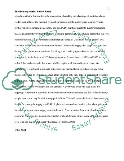 The Housing Market Bubble Burst