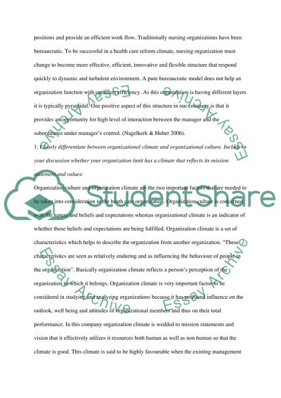 An Organizational Structure and Nursing Leadership