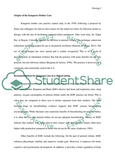 Kangaroo Care Nursing: a Family-Centered Care for Prematurely Born Babies