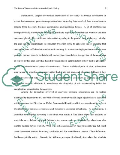 The Role of Consumer Information in Public Policy